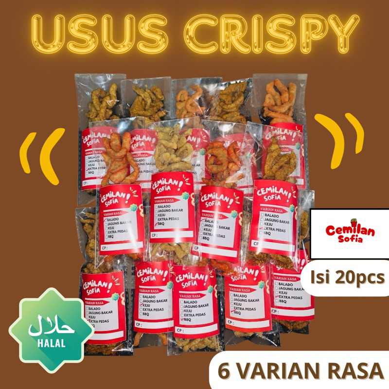 

USUS CRISPY CEMILAN SOFIA 25Gram-+ ISI 20 BUNGKUS MURAH & RENYAH TIDAK KERAS