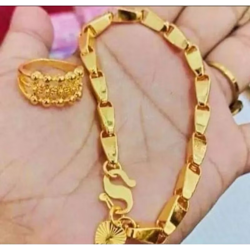 SET GELANG PADI FREE CINCIN MOTIF EMAS 24k PALEMBANG