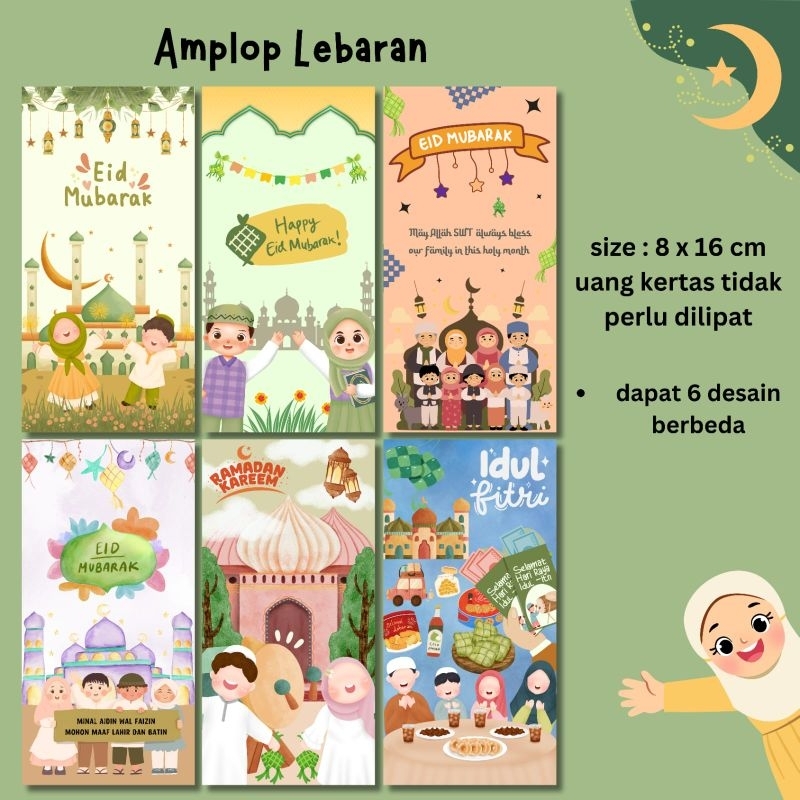 

6 PCS AMPLOP ANGPAO LEBARAN IDUL FITRI EID MUBARAK LUCU BAGUS MURAH