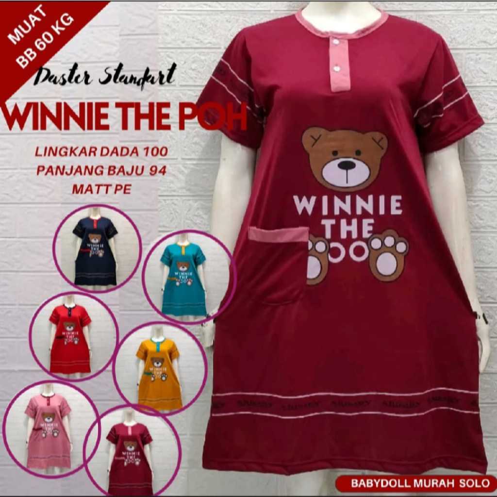 Baju tidur daster kaos wanita standar/jumbo babbydoll bahan kaos premium tebal LD 100-115