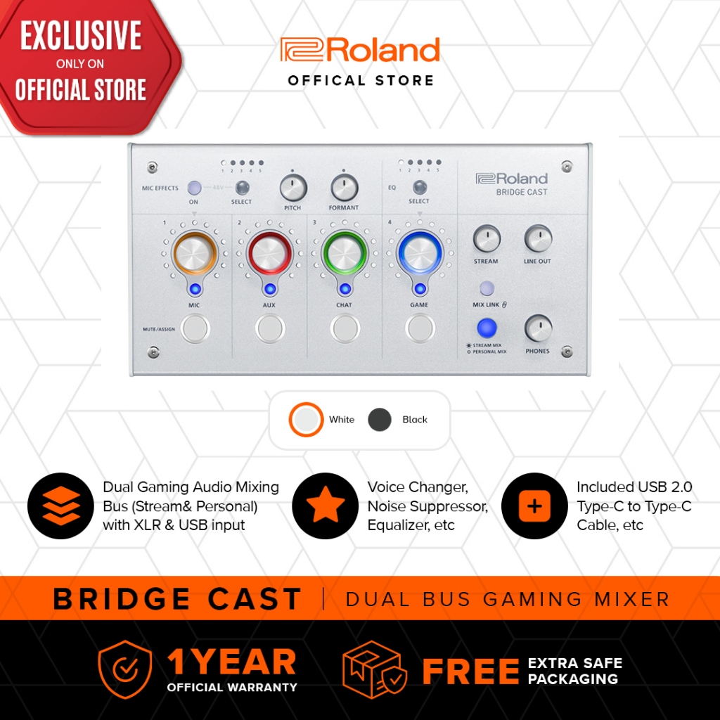 Roland BRC-WH BRIDGE CAST Gaming Audio Mixer – White