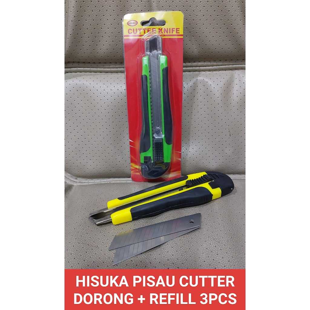 

HISUKA PISAU CUTTER DORONG + REFILL 3 PCS