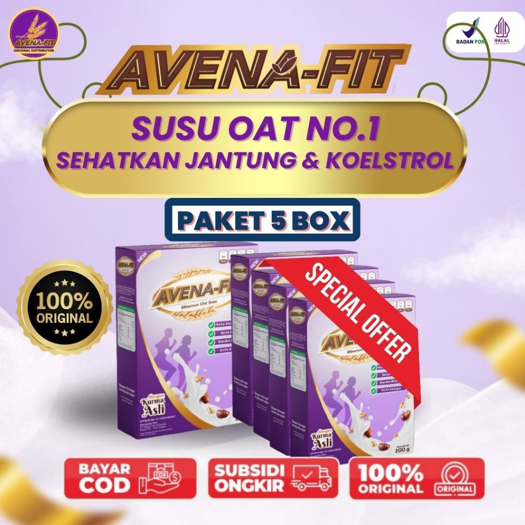 

Promo Khusus Avena-Fit 5 Box - Sereal Oat Solusi Bantu Turunkan Kolesterol Menu Sarapan Sehat