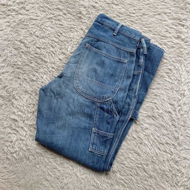 DMG Denim Utility Carpenter Jeans Baggy Fit Straight Leg Washed Rugged Flex Stretch