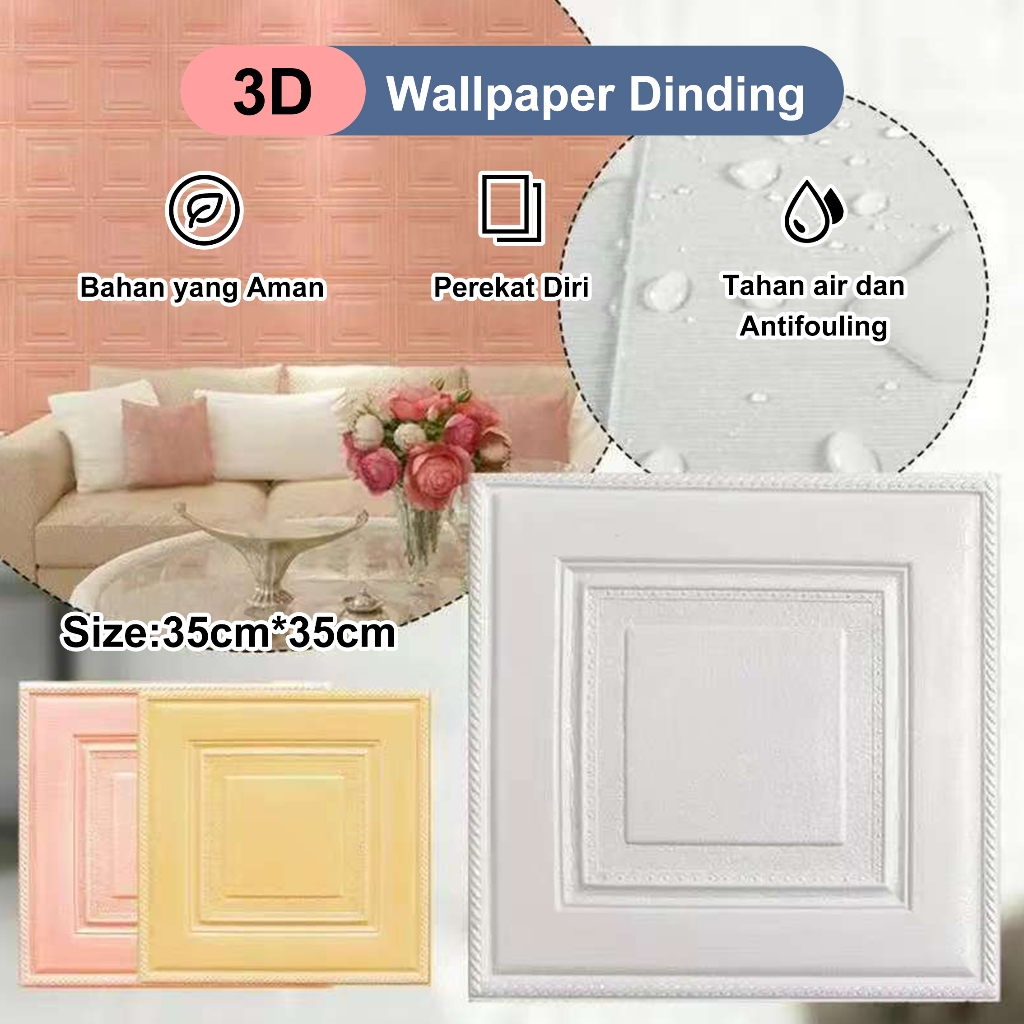 3D Wallpaper Stiker kamar tidur Dinding 35x35cm/Dekorasi plafon Dinding Busa/Stiker Dinding Ruang Ru