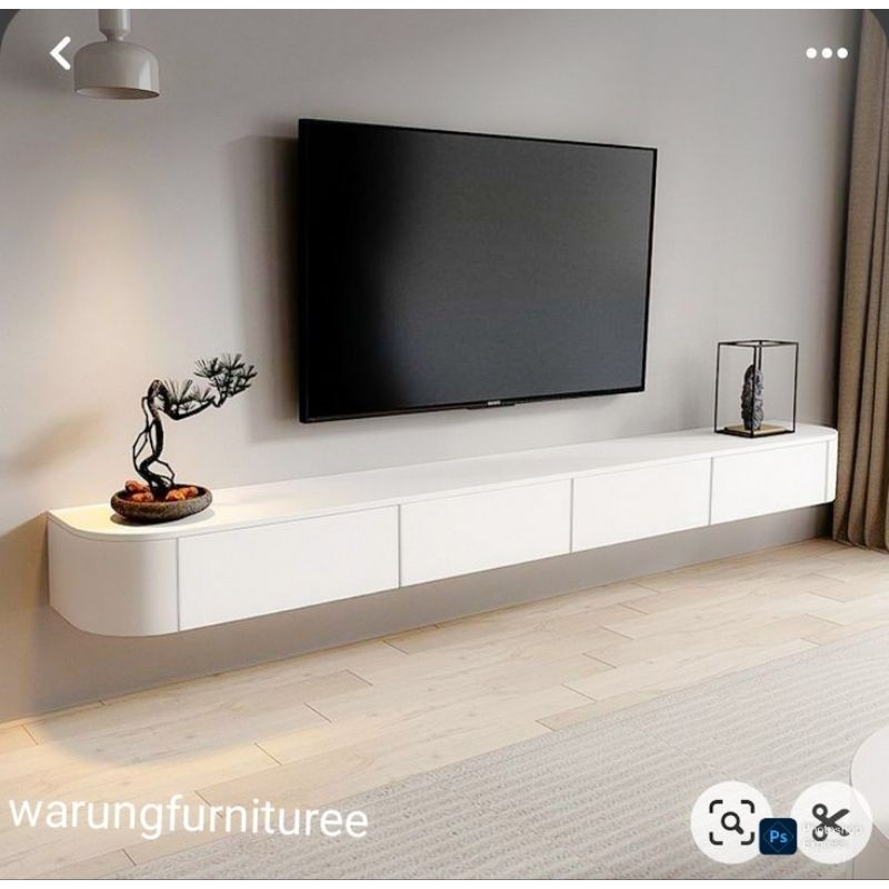 meja tv minimalis kabinet tv gantung modern