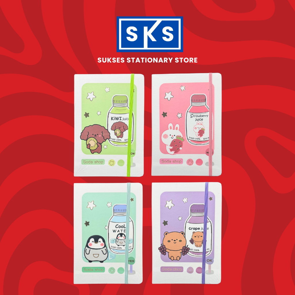 

Notebook Hardcover Karet A5 Motif Bottle Animal Buku Catatan Buku Tulis Aesthetic Lucu Simple