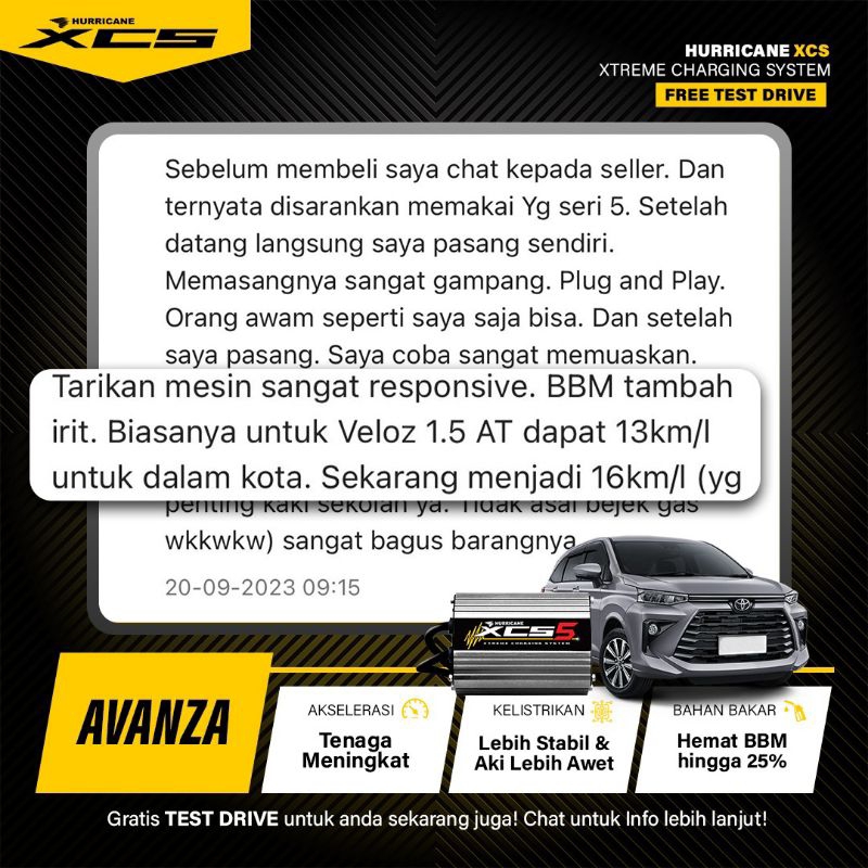 AVANZA, KARIMUN HEMAT BBM DAN BERTENAGA DENGAN HURRICANE XCS