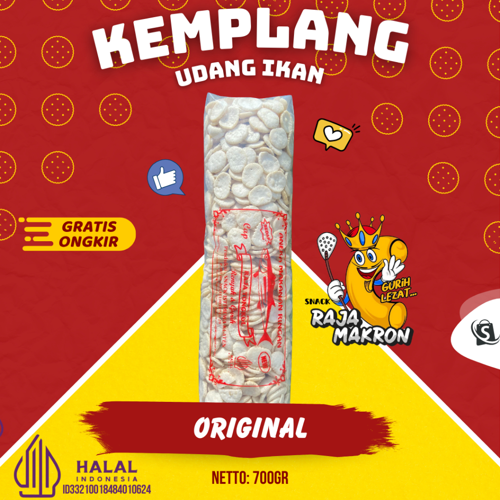 

1 BAL KEMPLANG UDANG IKAN RASA ORIGINAL Snack Food Keripik Cemilan Kering Asin Makanan Camilan Toples