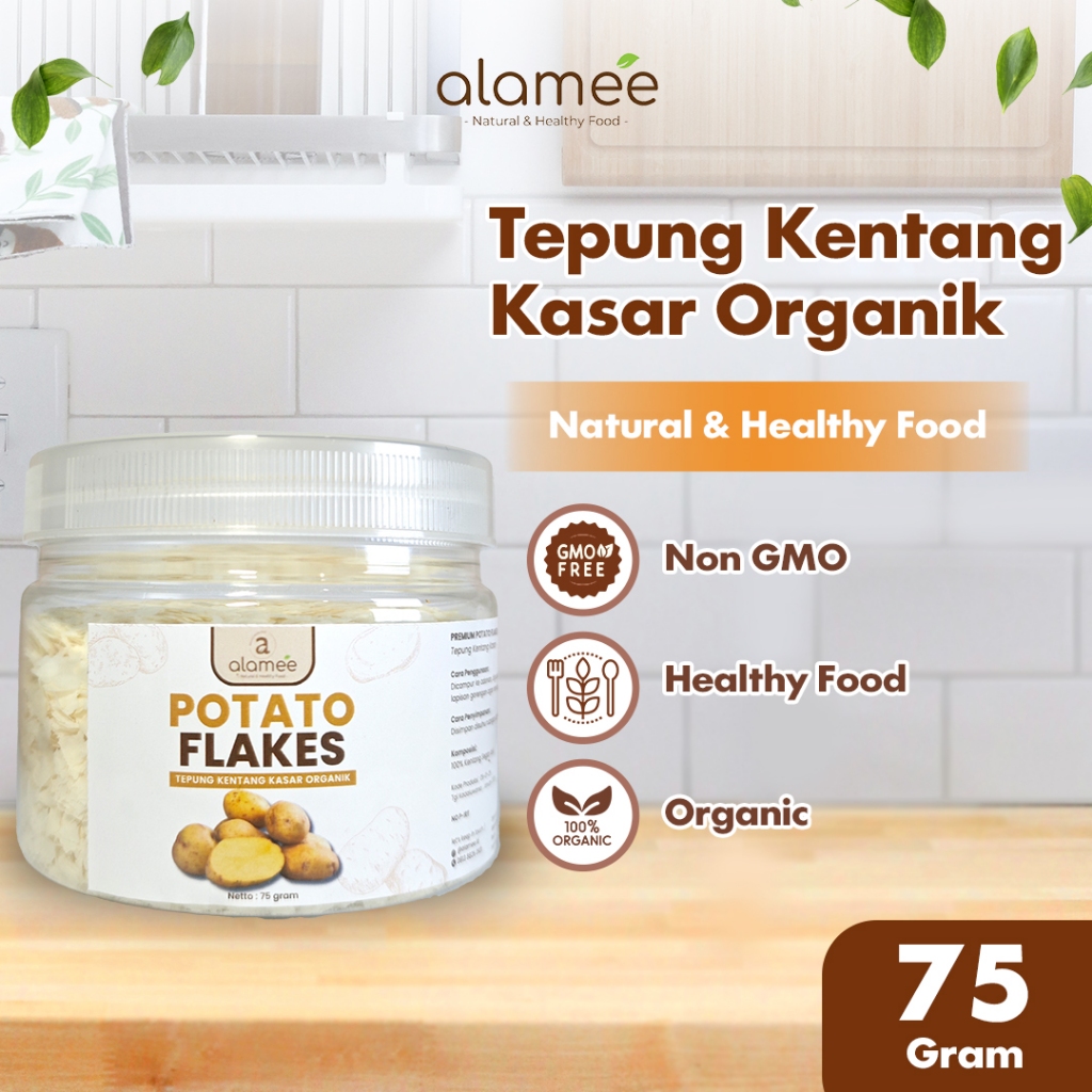

ALAMEE Tepung Kentang Serpih Potato Flakes Flake Mashed Organik Kasar 75gr