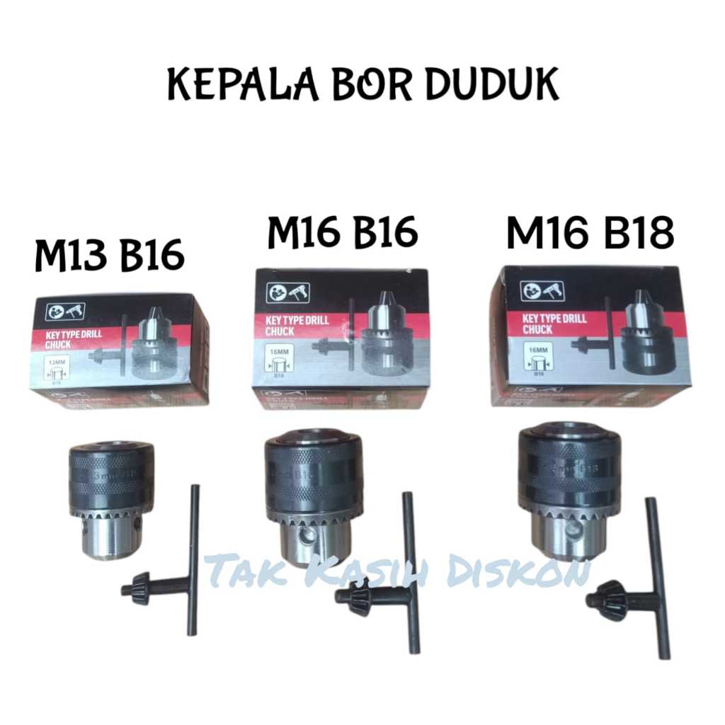 Promo KePALA Bor DUDUK 13mm 16mm 18mm TANPA DRAT