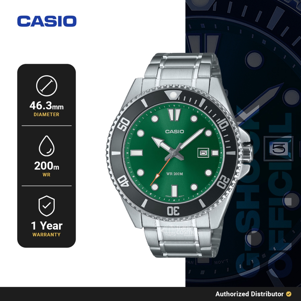 Casio General MDV-107D-3A2VDF Jam Tangan Pria Analog Original Silver WR 200 meter