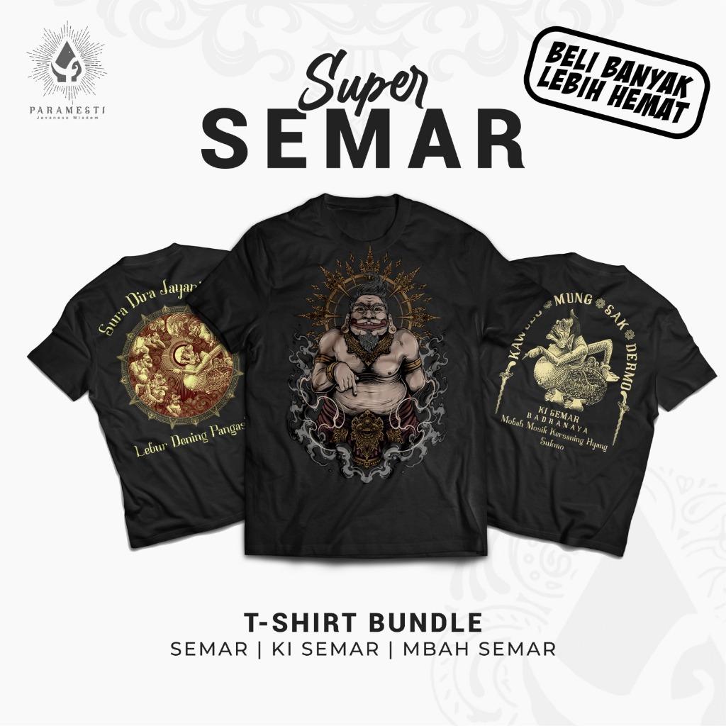 Paramesti Tshirts Kaos Jawa Bundling Super Semar Mbah Ki Semar Budaya Wayang Pria Distro Cewek Cowok