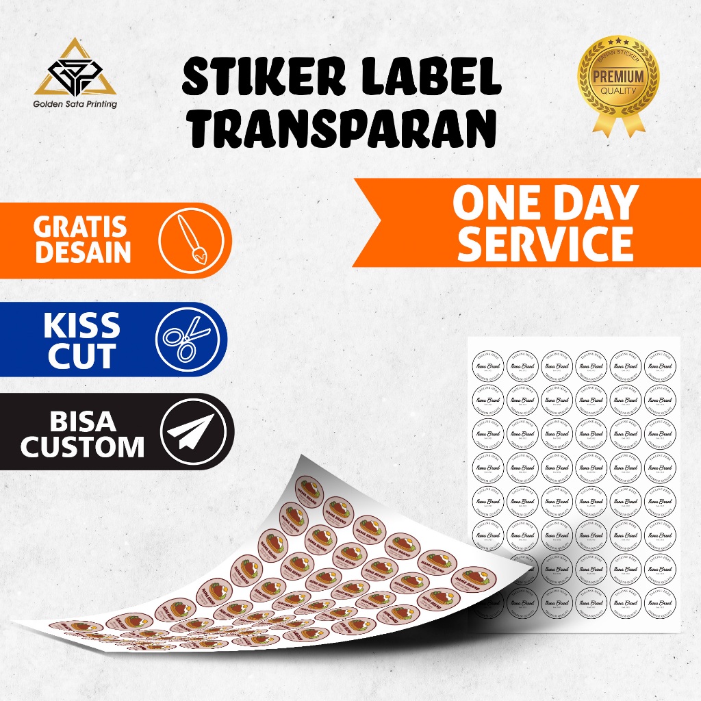 

Cetak Stiker Label Transparan Custom – Bisa Potong Kisscut | Glossy / Doff | Free Desain