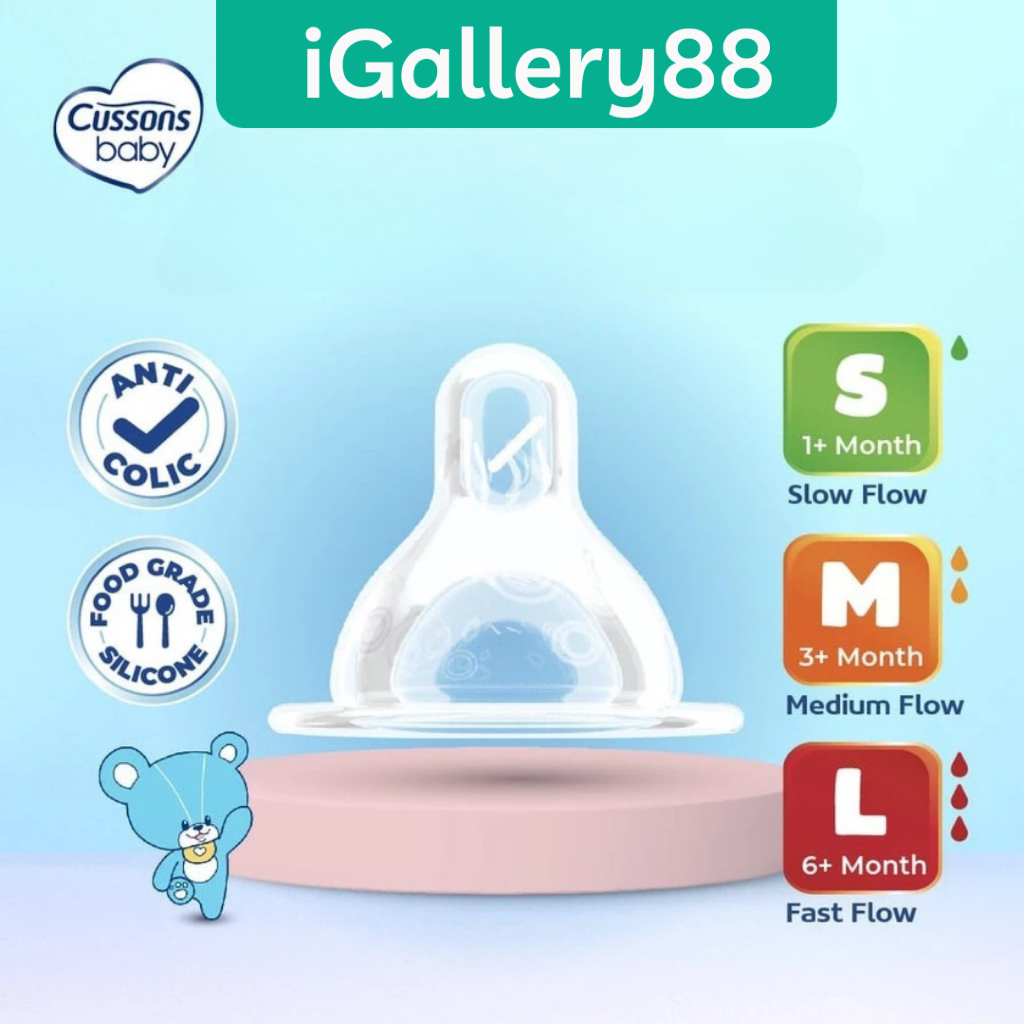 Cussons Baby Nipple Silicone Wide Neck Dot Botol Bayi Cussons