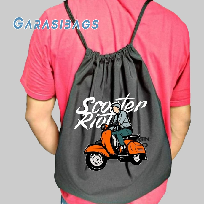 Tas Serut Gendong Pria - Tas Serut Waterproof Motif Vespa - Stringbags - Tas Serut Futsal