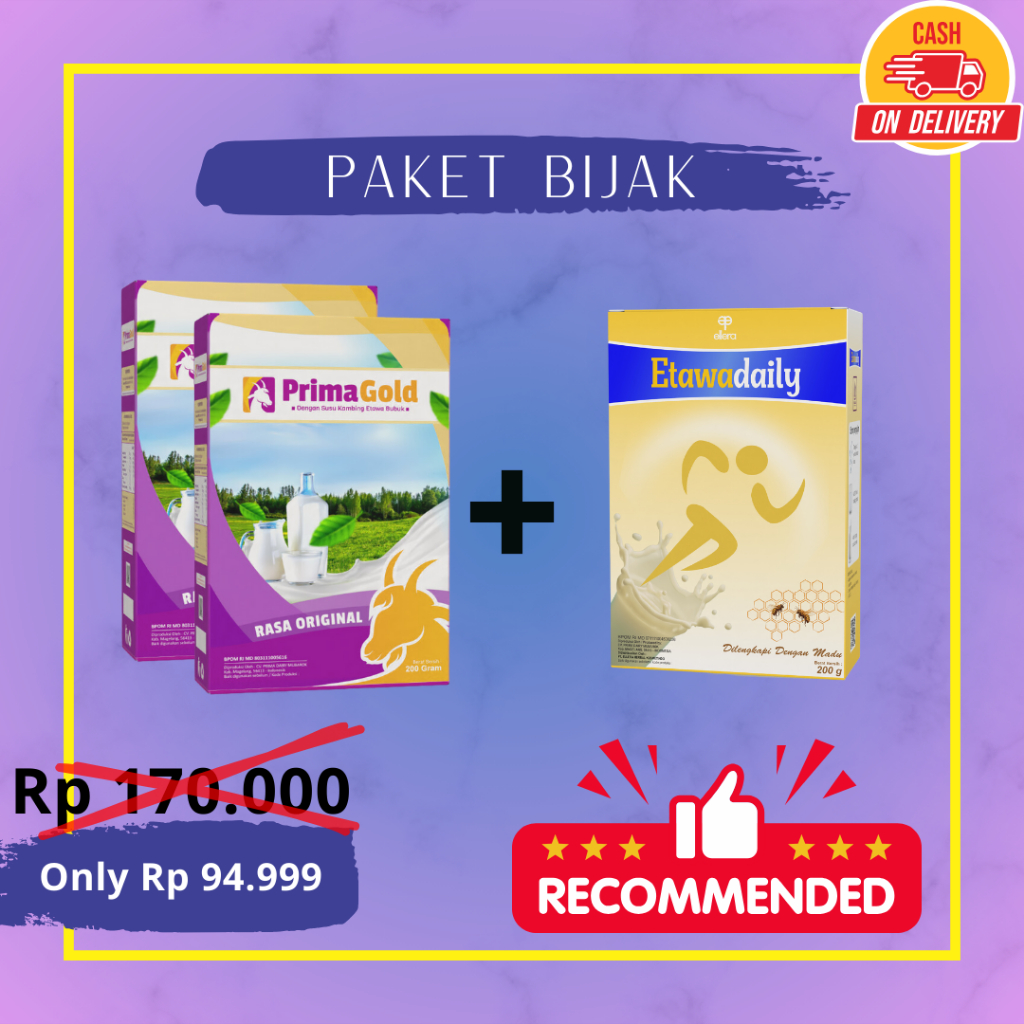

PROMO SINGEL 2 BOX PRIMAGOLD 1 BOX ETAWADAILY SUSU KAMBING ETAWA PRIMA GOLD | ETAWA DAILY