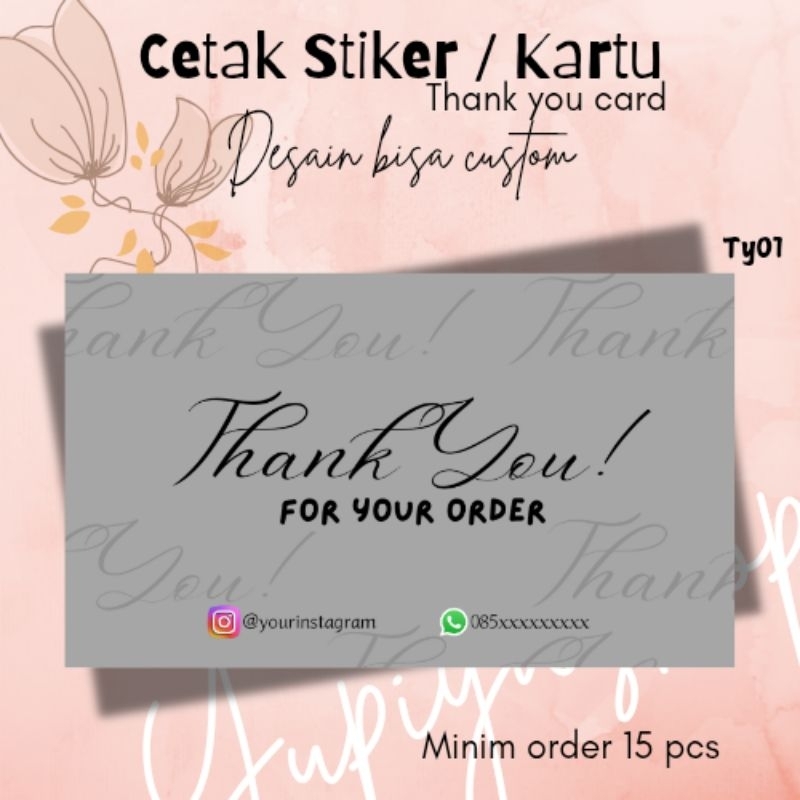 Thank You Card Paper Chromo Gratis Design | Ukuran 14x10 Bisa Custom