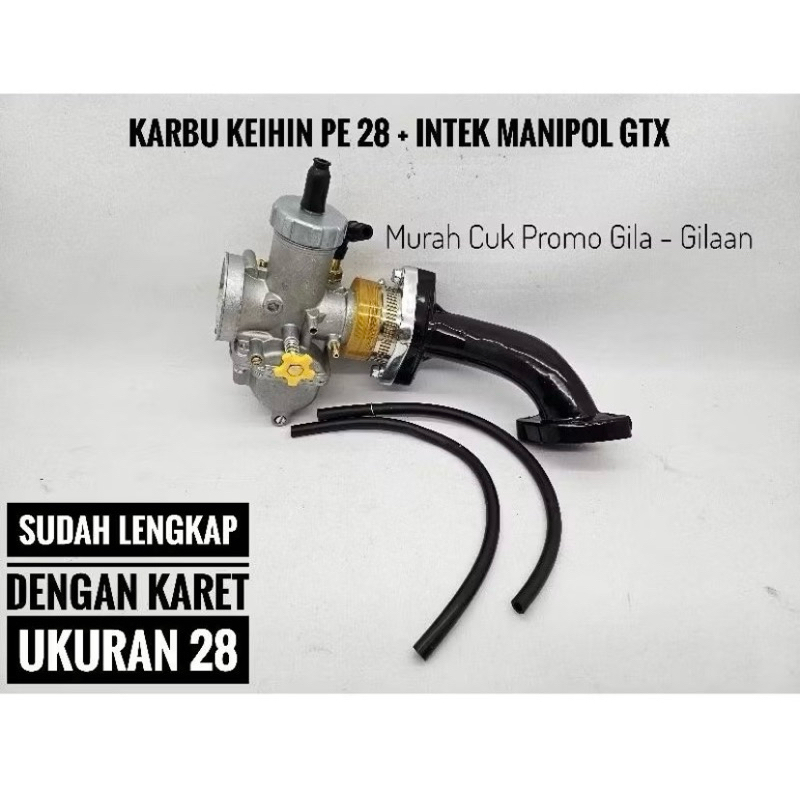 PAKET HEMAT INTAKE MANIFOLD MIRING INTEK MANIPUL GTX + KARBU KEIHIN PE 28 PWK 28 JUPITER Z VEGA R GR
