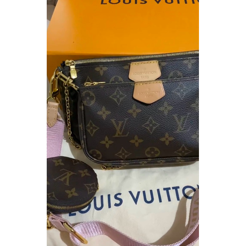 Preloved LV Louis Vuitton Multi Pochette Pink Monogram