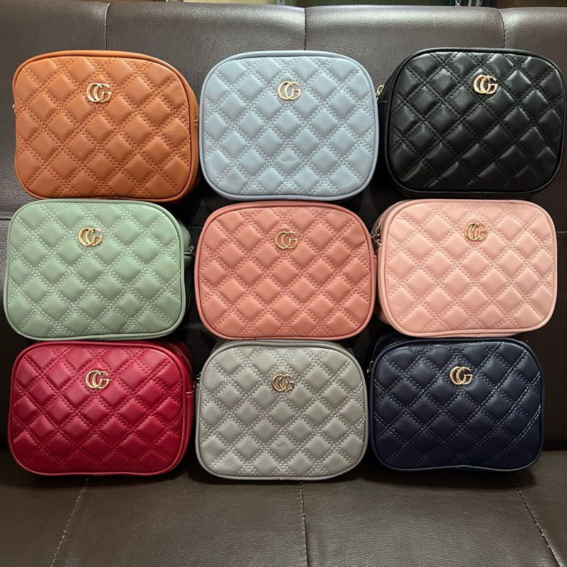 TAS WANITA SELEMPANG 2in1 HANDBAG IMPORT BAHAN KULIT TEBAL BAGUS MOTIF KOTAK KECIL