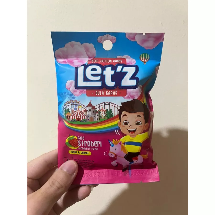 

Let'z soft cotton candy strawberry / Letz permen Gula kapas rasa stroberi 7g