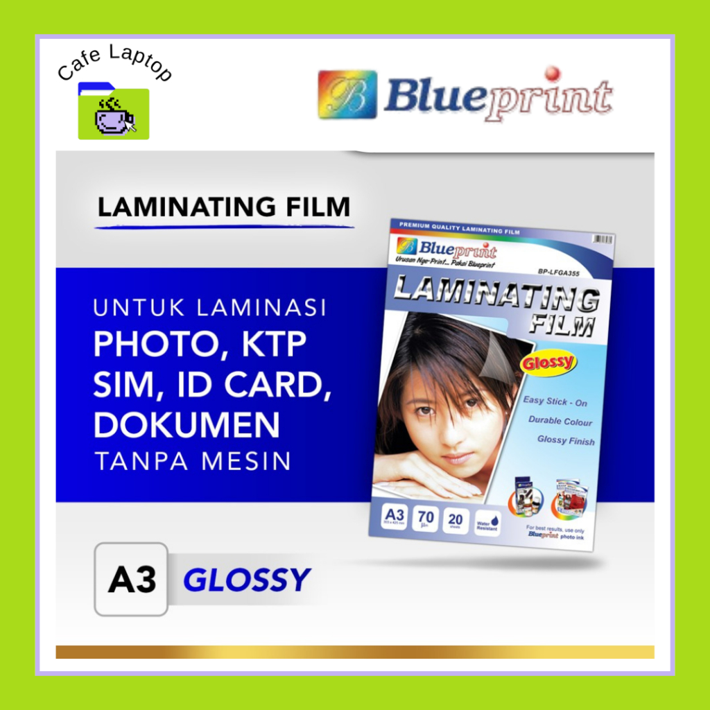 

Kertas Laminating Film / Laminating Glossy Film Paper BLUEPRINT A3