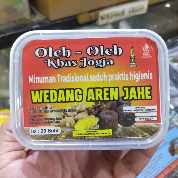 

wedang aren - wedang jahe - wedang aren jahe praktis - minuman penghangat - isi 20 butir - oleh-oleh Jogja