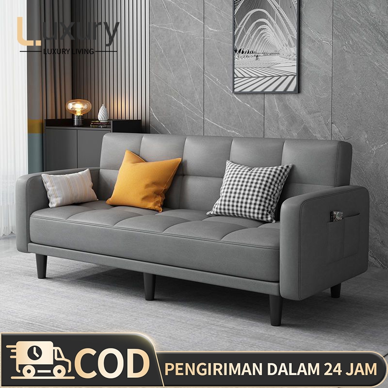 LL Sofa Bed / Multifungsi Sofa Bed 3-4 Seater / Sofa Bed Kain Abu
