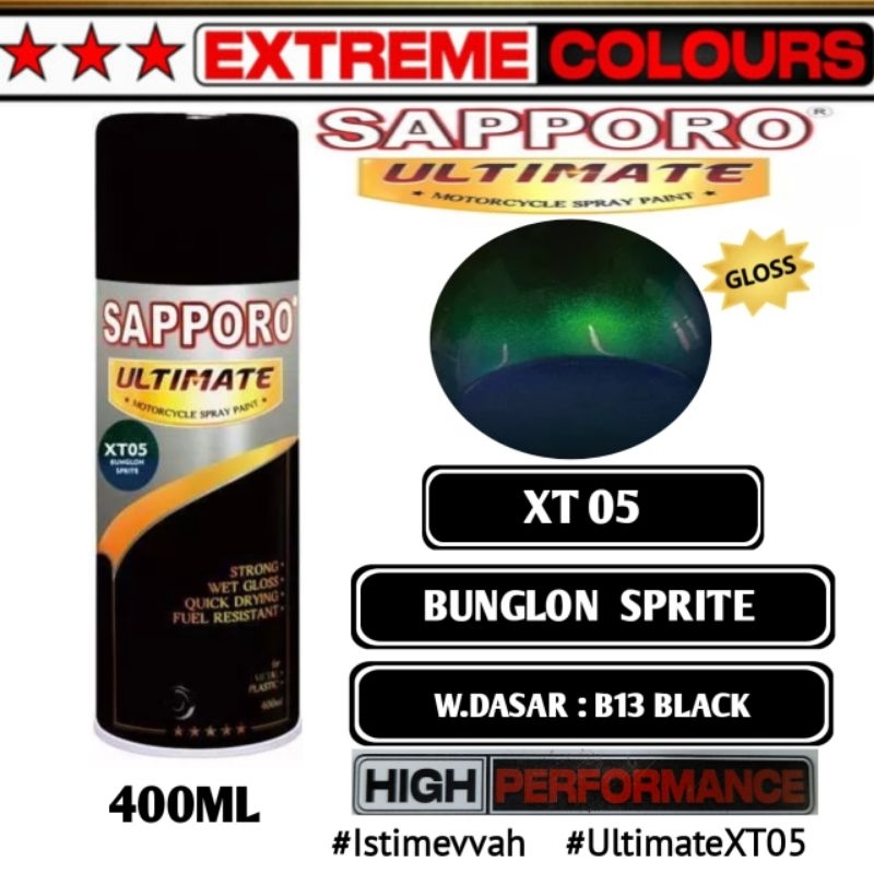 XT05 BUNGLON SPRITE EXTREME COLOURS SAPPORO ULTIMATE Pilok/cat semprot/cat aerosol/sapporo ultimate