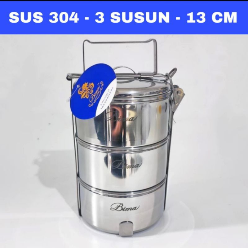 Rantang BIMA 3 Susun 1607 13CM Stainless Steel SUS 304