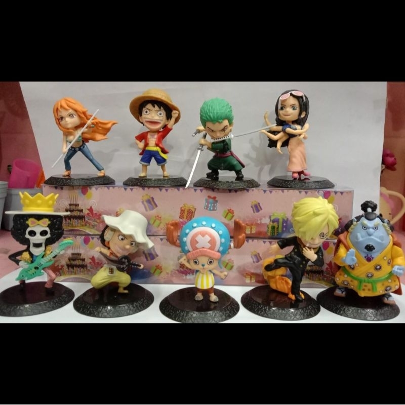 one piece figure set 9 luffy nami boa pvc pajangan topper