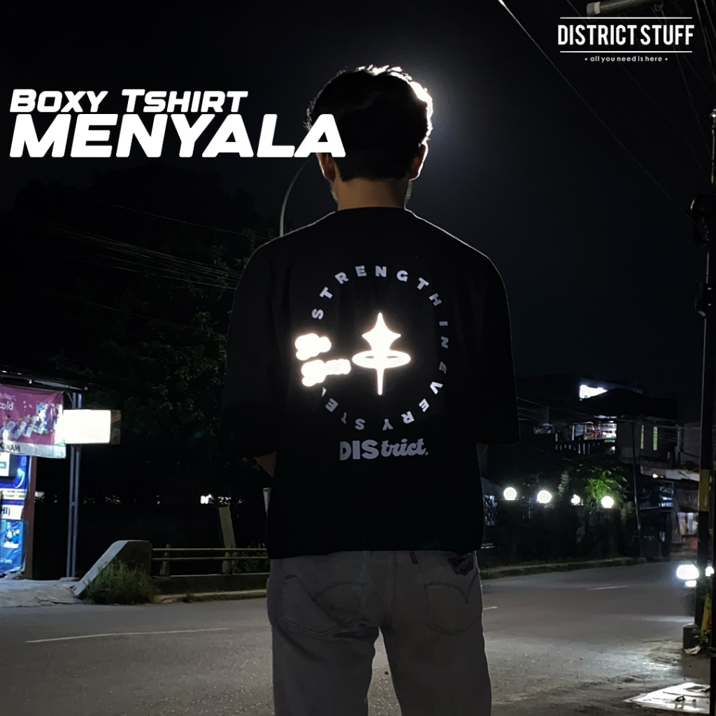Kaos Boxy Reflektif Strength Tshirt Boxy Menyala Dalam Gelap Pria Wanita Premium