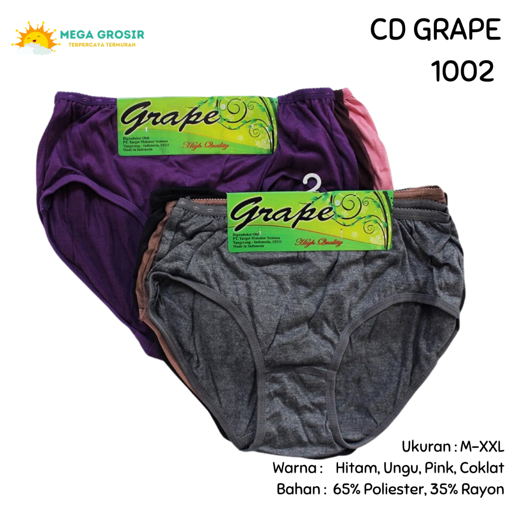 [ISI 3] Celana Dalam GRAPE 1002 ; 1025 ; 51 MINI Halus / CD Ukuran M-XXL Bahan Katun / Pakaian Dalam