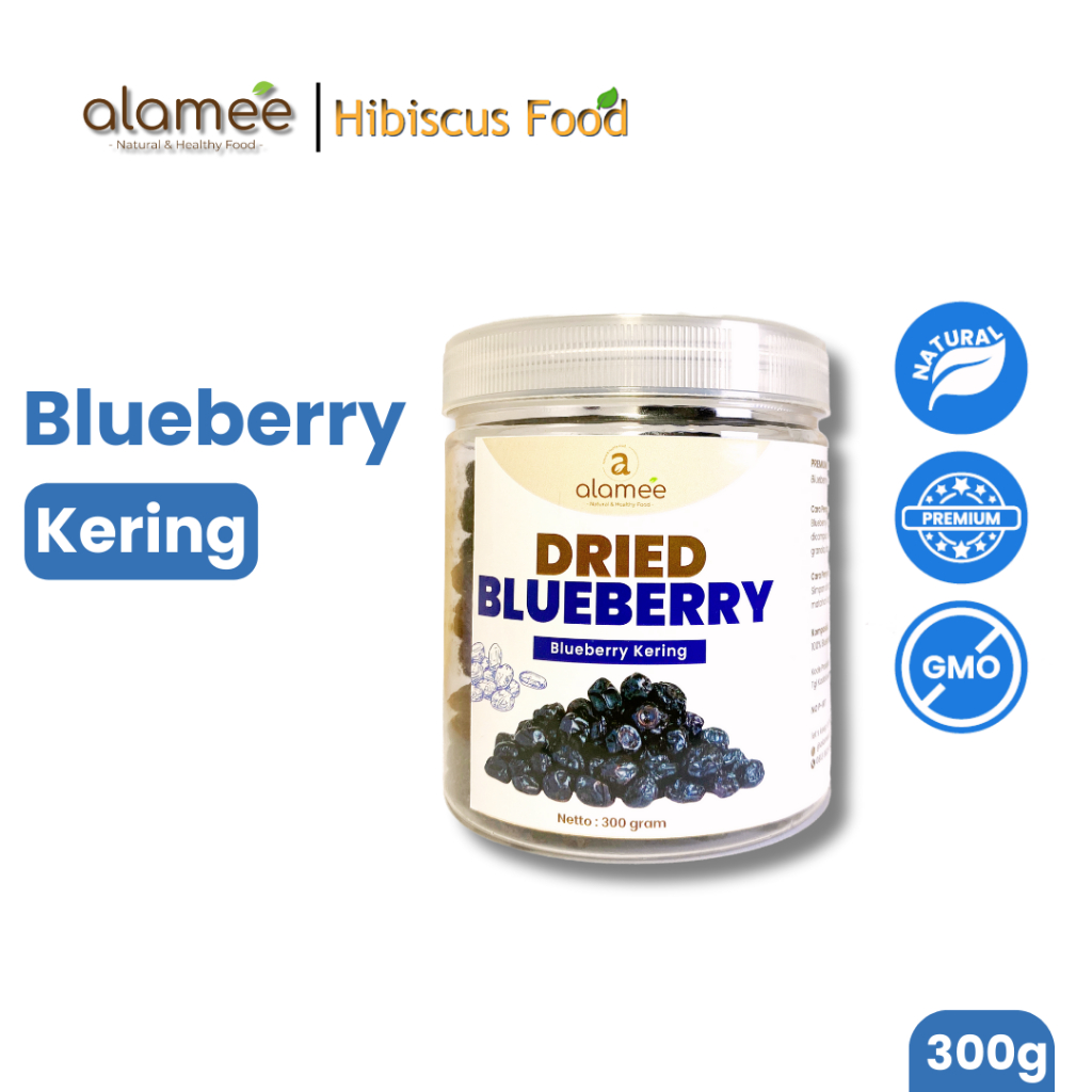 

ALAMEE Blueberry Kering Cemilan Buah Sehat Dried Fruit Blueberry Cemilan Rendah Kalori 300gr