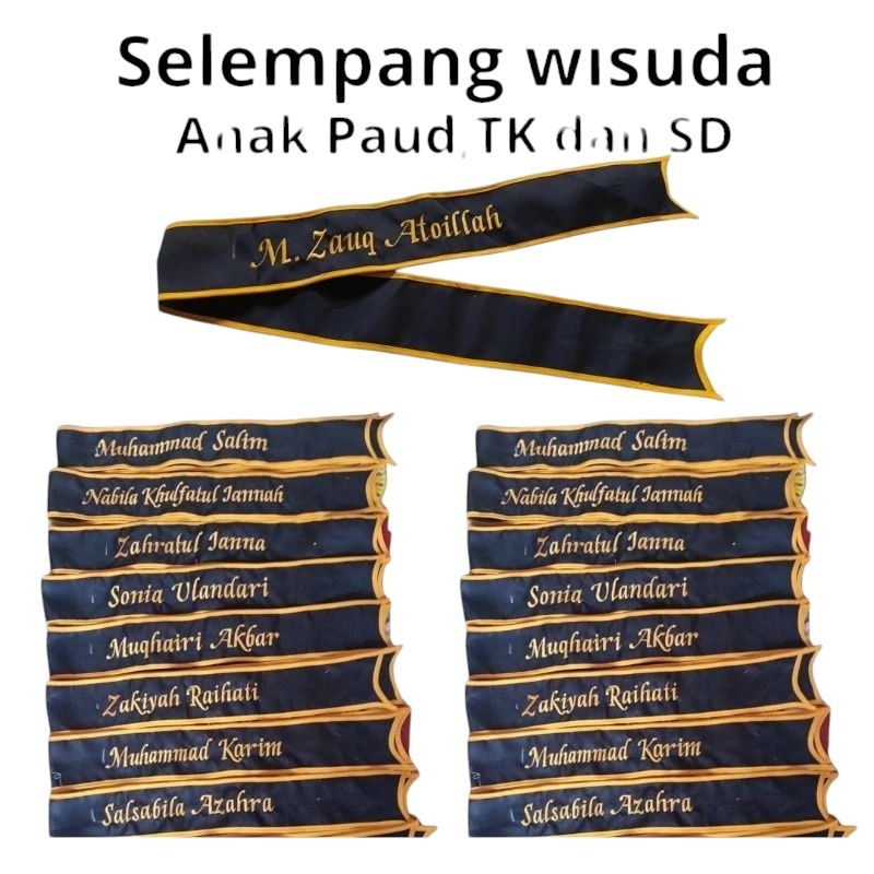 Selempang Wisuda Anak Sekolah PAUD TK SD Slempang Anak Gratis Bordir Nama Suka Suka Slempang Viral C
