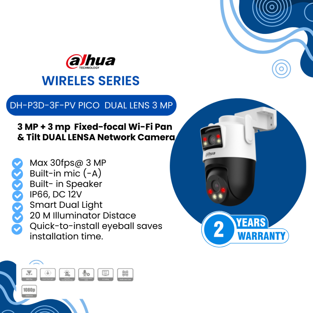 Ipcam Dahua Wifi PICOO Dual Lens P3D-3F-PV 3+3MP Outdoor Wifi Pan & Tilt Camera