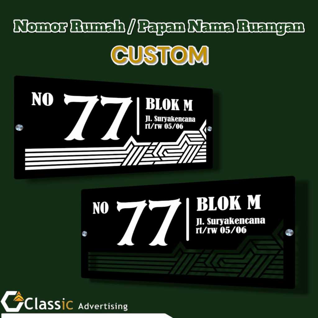Nomor Rumah akrilik CUSTOM, Nomor unik minimalis, Angka Rumah Unik, Modern, Kreatif