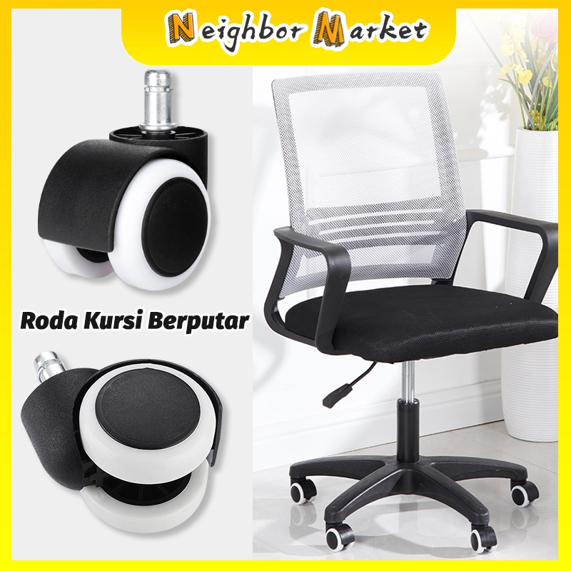 Roda Kursi Kantor Tancap Karet dengan List Putih - Castor / Roda Tancap Kursi Kantor LAPIS KARET