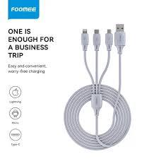 Foomee NF17 Kabel 3 in 1 Micro USB Type C Lighting Fast Charging ORIGINAL FOOMEE