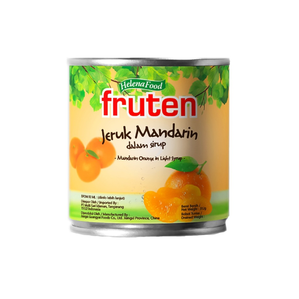 

BUAH JERUK MANDARIN KALENG Fruten Buah jeruk mandarin kemasan kaleng/Mandarin Orange in Syrup/312 gr