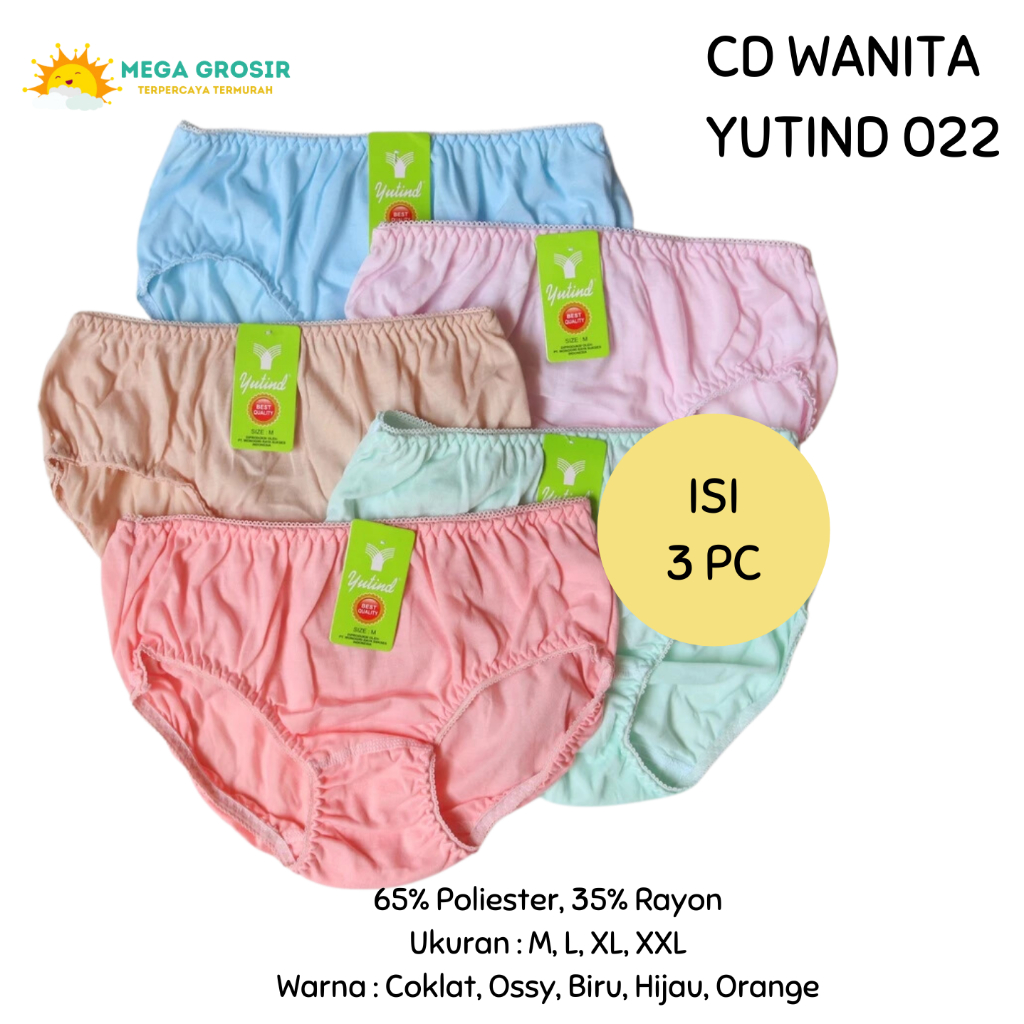 [ISI 3] CD Wanita YUTIND 022 Renda & Bordir Karet Polos / Pakaian Dalam Wanita