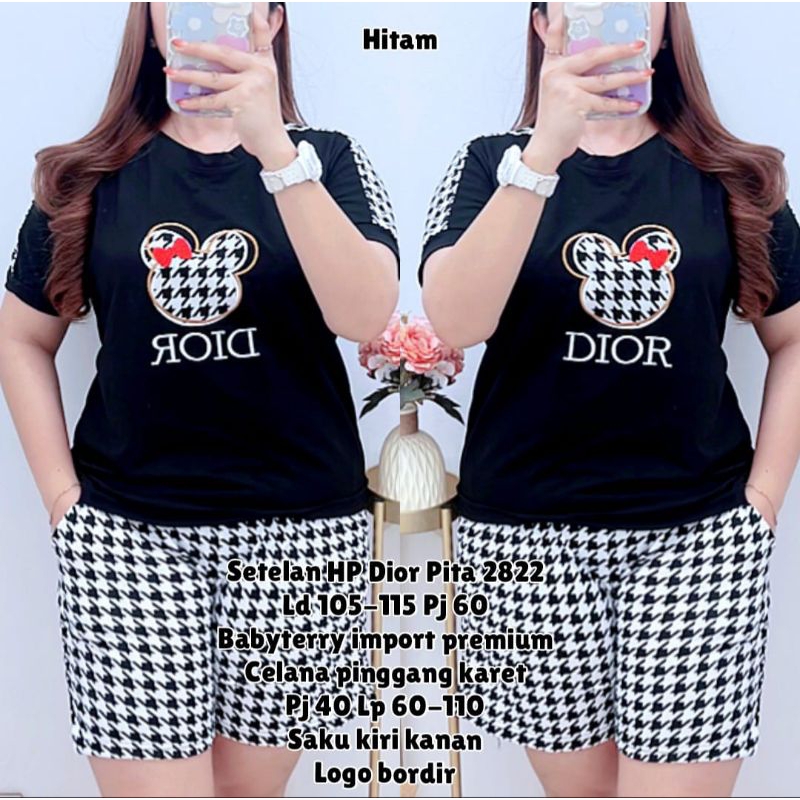 2893 baju setelan HP Dior pita bahan baby Terry import premium