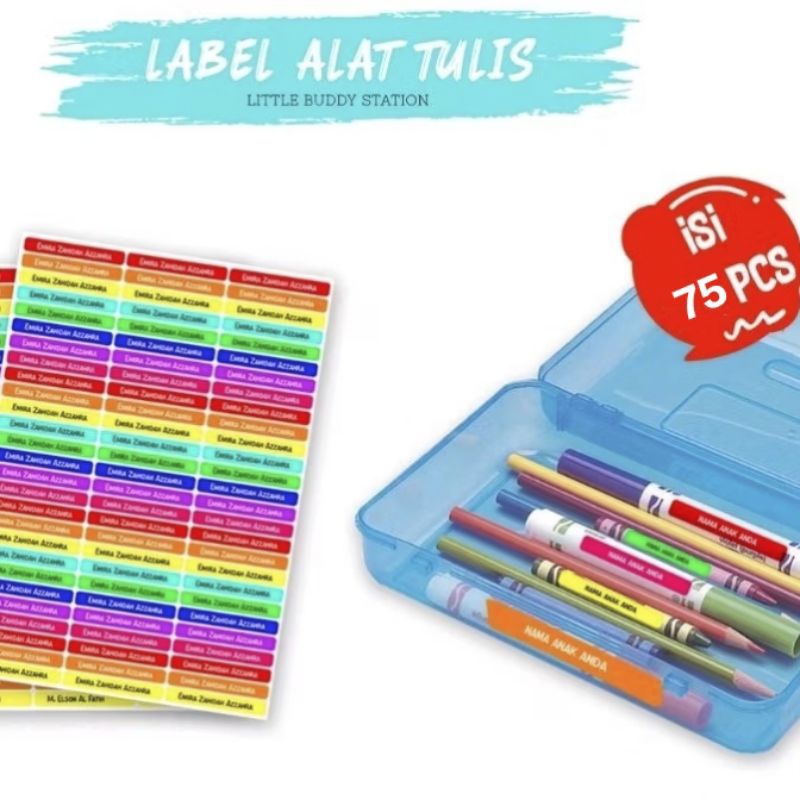 

Stiker Nama Pensil Label Sticker Custom Alat Tulis