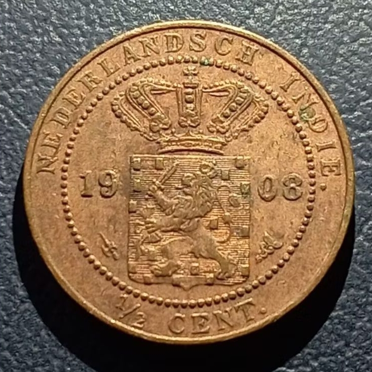 Koleksi Koin ½ Cent Nederlands Indie Tahun 1908