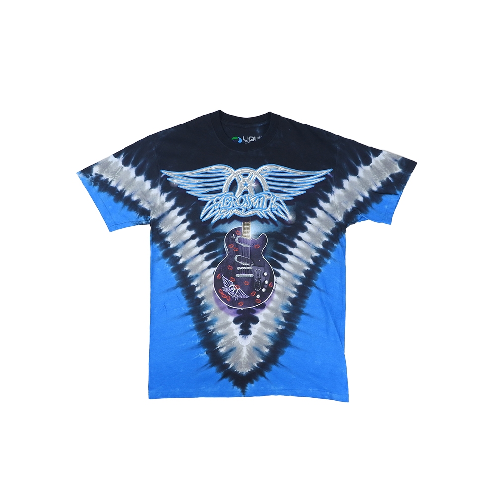 Kaos Band Aerosmith Guitar Logo V Tshirt Tie Dye