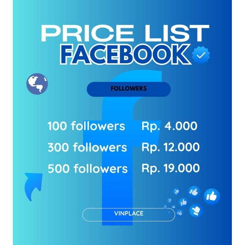 FOLLOWERS FACEBOOK / Price List Facebook