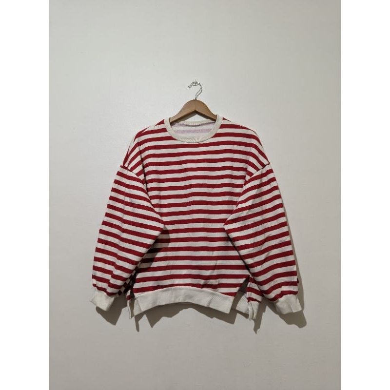 Atasan strip wanita | Atasan wanita second | crewneck cewe | Baju oversize cewe