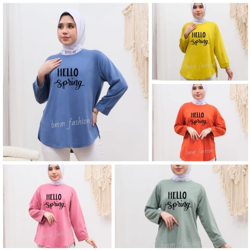 kaos lengan panjang kaki Oval belahan motif terbaru bahan babyterry premium