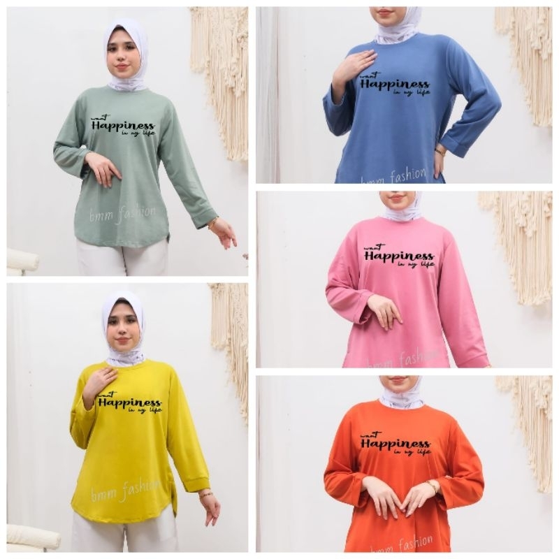 kaos wanita lengan panjang /kaos wanita kaki oval belahan pinggir motif terbaru